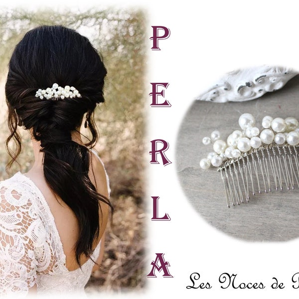 Peigne mariage en perles, bijou de tête chignon, pic à cheveux perles. Accessoire bohême, délicat, romantique, féerique. Coiffure mariée