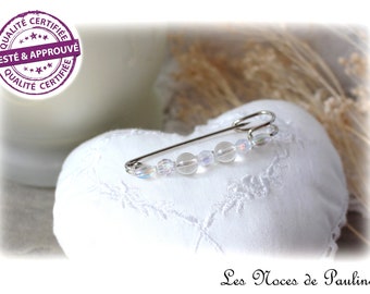 Attache traîne cristal mariage PM, Broche robe de mariée, remonte traine, broche perles , envoi rapide