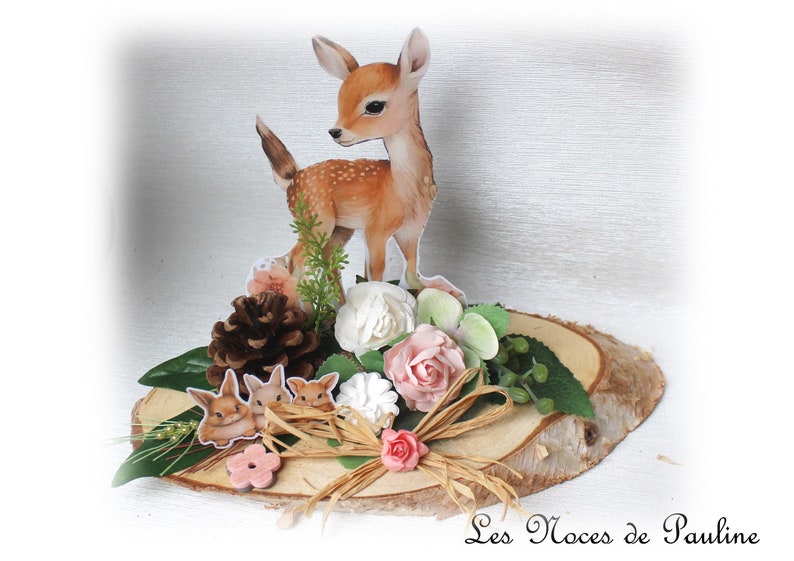 Biche centerpiece for Baptism, birthday, forest animal theme image 3