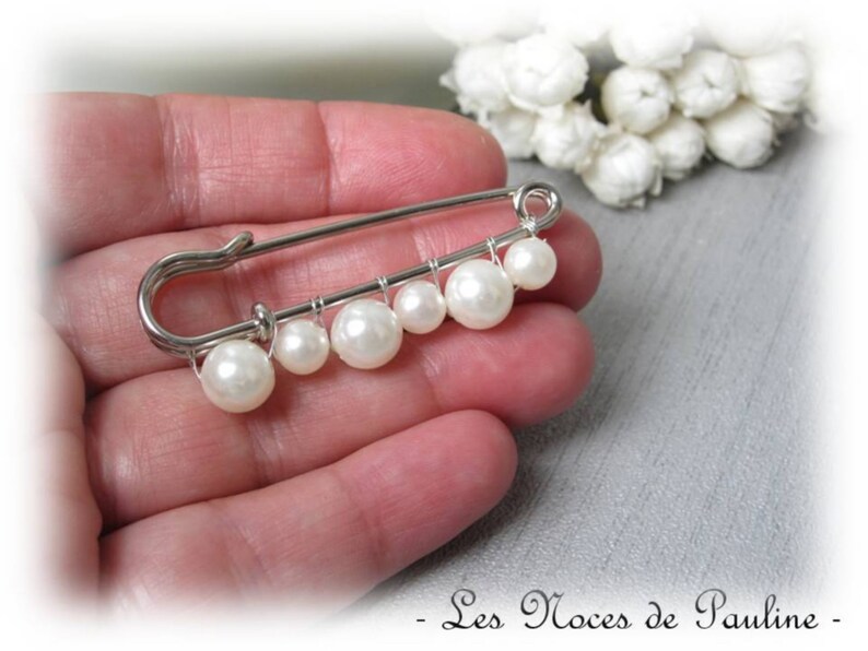 Ivory pearl train attachment, MM wedding, wedding brooch Wedding dress brooch, train lift, pearl brooch, fast shipping image 5