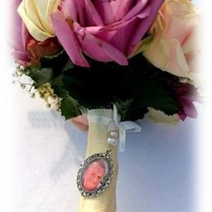 Bridal bouquet keepsake locket, personalized photo pendant, photo locket