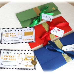Ticket d'or personnalisé, carte à gratter, bon cadeau surprise, carte cadeau Noël