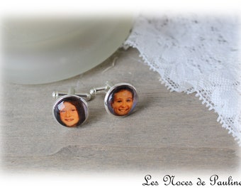 Boutons de manchette personnalisables avec photo, initiales ou texte