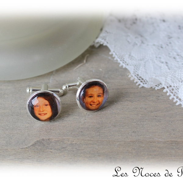 Boutons de manchette personnalisables avec photo, initiales ou texte