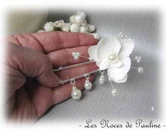 Ivory train attachment with Orchid flower, wedding