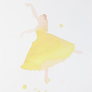 水彩画 オリジナル 未印刷 バレエダンサー 黄色 17112017602sPPBL03