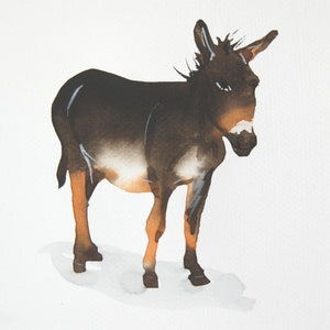 Watercolor Painting Original Not Print Donkey 10022017128sFADNBR