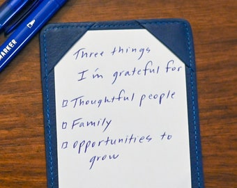 Blue Leather Pocket Jotter: 3x5 Card Notepad