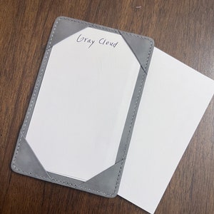 Notizbuch - Grey Cloud 100% Daino Kalbsleder - Slim Pocket Notizblock für 3x5 Karten - Aktentasche - Geldbörse Padfolio, Karteikarte EDC POCKET