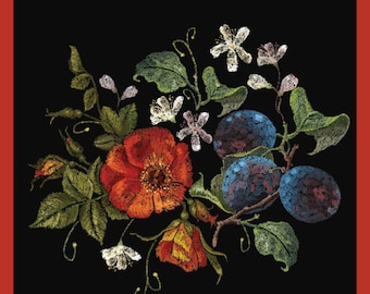 Lenço de bolso - Existência humana; Papoula, ameixas, flores de cerejeira; Mortalidade, morte e esperança