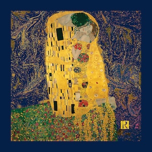 The Kiss Pocket Square: Gustav Klimt Silk Scarf, Men&#39;s Accessories