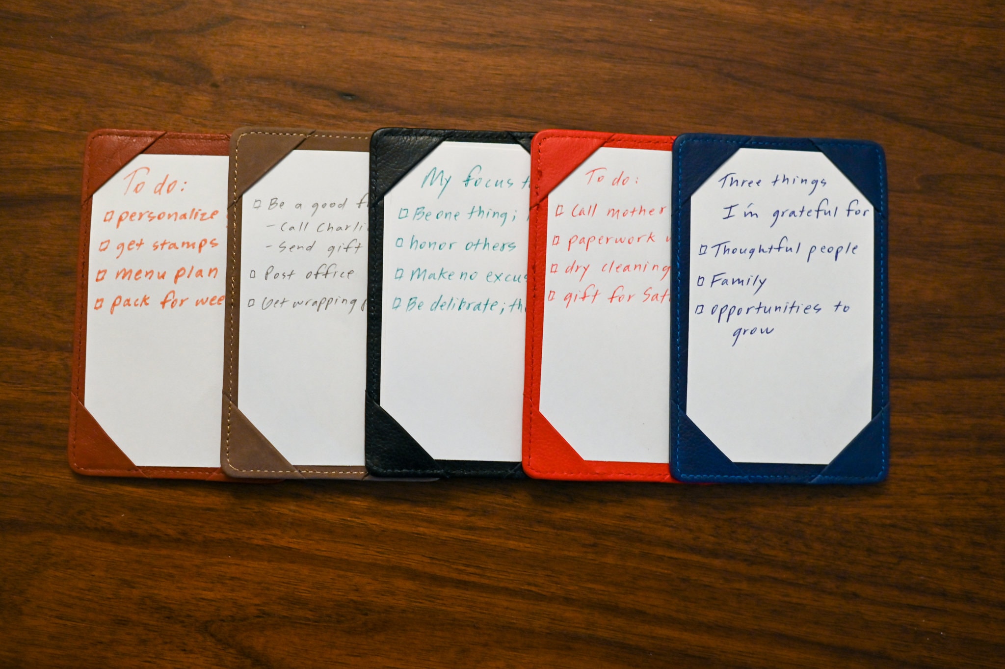 Index Card Holder Jotter Chestnut Color 100 Leather Etsy