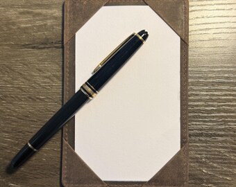 Full Grain Leather Pocket Jotter – Weathered Oak Cowhide 3x5 Notecard Holder