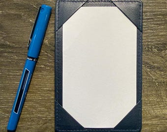 Leather Pocket Jotter – Midnight Navy Blue Full Grain 3x5 Notecard Holder | Slim EDC Padfolio | Handmade Leather Card Holder Gift