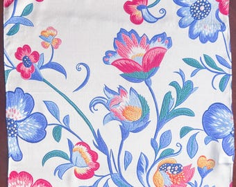 Floral Silk Pocket Square Scarf: Double-Sided Charmeuse Satin