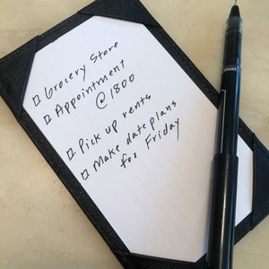 PORTA-CARTÃO DE ÍNDICE Jotter de bolso de couro preto, porta-cartões de couro de índice, mini bloco de notas de bolso, capa de notas de campo, organizador de bolso fino edc