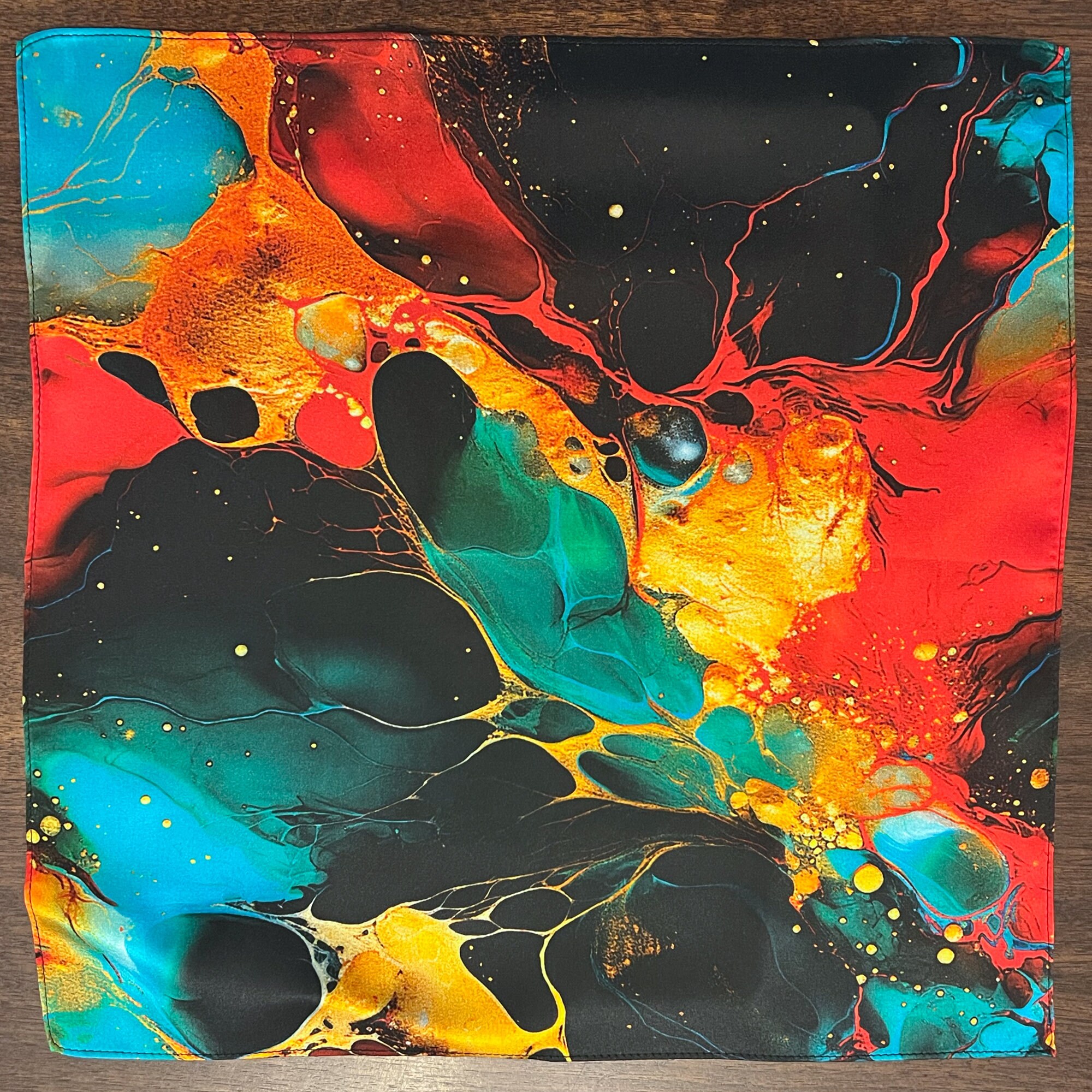 SILK POCKET SQUARE – Combining paints version 2 - Swirling Paint - Silk Scarf, Handkerchief, Kerchief, Bandana, Pocketsquare for the Artist