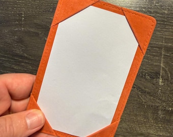 Leather Pocket Jotter – Orange Soft-Milled Leather 3x5 Notecard Holder | Slim EDC Padfolio | Handmade Leather Card Holder Gift
