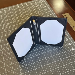 Schwarzes Wiener Leder Doppel-Notizbuch mit Stiftehülle | Dual 3x5 Karteikartenhalter | Reisepass-Schlitz | Handgemachtes EDC Geschenk für Männer