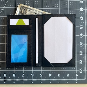 - Karteikartenhalter Booklet Wallet - Notizblock ohne Stifthalter - Schwarzes 100% Leder - Notizblock für 3x5 Karten - Praktische Aktentasche