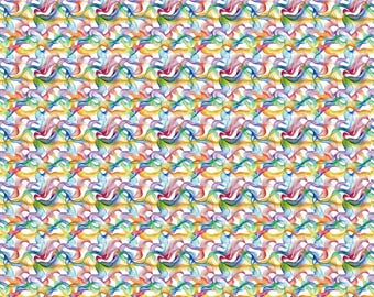 May include: A seamless pattern of colorful, wavy lines on a white background. The lines are in shades of blue, green, yellow, orange, and pink.