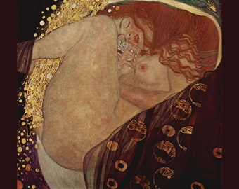 Pañuelo de bolsillo - Bufanda de seda - Pañuelo - Accesorio/Regalo para aniversario -Amor apasionado - Danae - Gustav Klimt