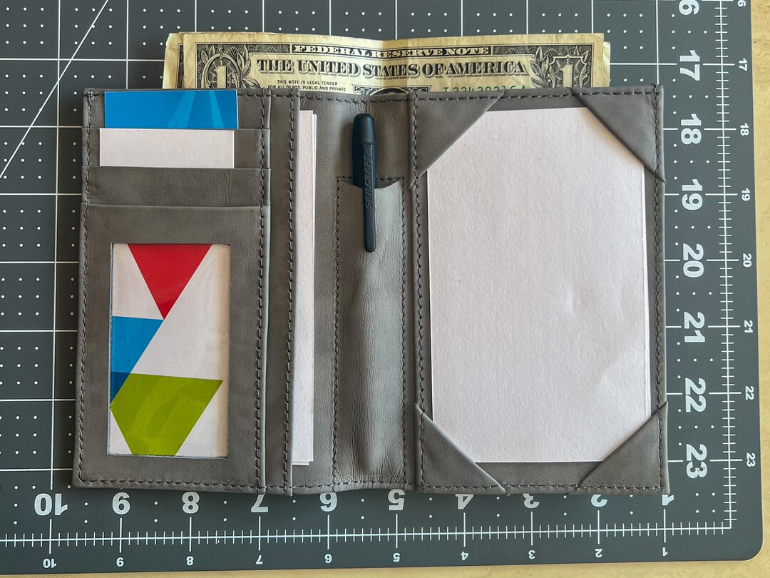 Index Card Holder Booklet Wallet - Padfolio Jotter W Pen Holder - Gray ...