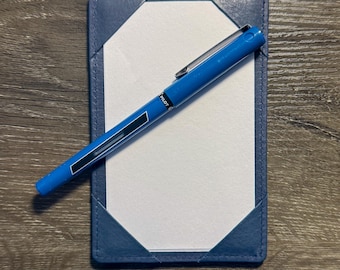 Navy Blue Full Grain Leather Pocket Jotter – Slim 3x5 Notecard Holder