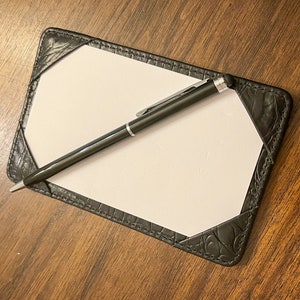 CARNET DE POCHE EN CROCODILE - Bloc-notes de poche en cuir, porte-cartes en cuir motif crocodile, mini bloc-notes, notes de terrain, calepin en cuir edc