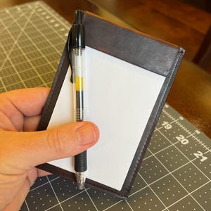 Bloc-notes magnétique pour bloc-notes en cuir marron aniline | Porte-cartes 3x5 | Bloc-notes EDC rigide | Bloc-notes pour serviettes de table