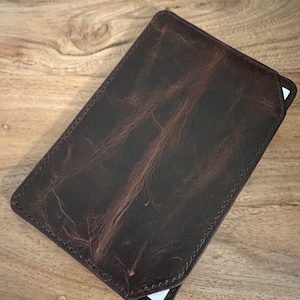 LEREN POCKET JOTTER - kaarthouder volnerf leer, indexkaarthouder, mini-pocketblok, omslag veldnotities, dun leren notitieboekje, edc