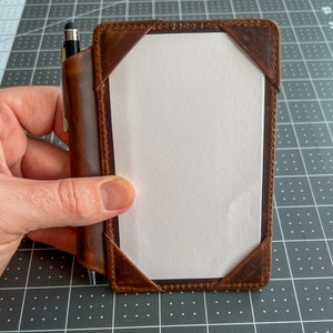 POCKET JOTTER - notitieboekje van volledig anilineleer met pennenhouder - indexkaarthouder, mininotitieblok, veldnotities, leren notitieboekje