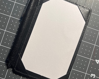 Cuaderno de bolsillo de cuero negro: portabolígrafos y tarjetero