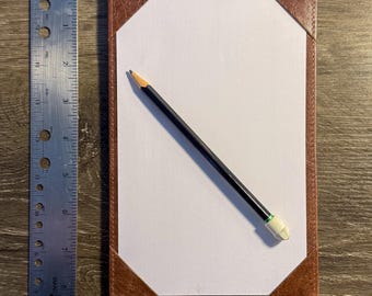 Whiskey Brown Leather Jotter for 5x8 Cards – Genuine Notebook Cover