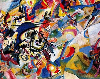 Carré de poche en soie inspiré de la composition VII de Wassily Kandinsky foulard, bandana, équerre de poche
