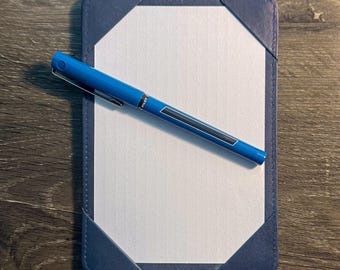 Navy Blue Leather 4x6 Jotter | Premium Index Card Holder with Storage Pocket | Pocket Padfolio for Everyday Carry