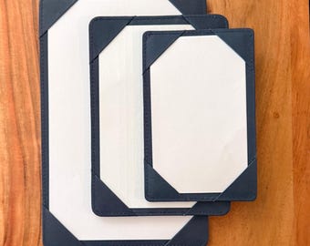 Executive Navy Leather Jotter: 5x8 Index Card Holder