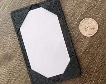 Ultra-Minimalist Black Vienna Leather Jotter | For 2 x 3.5 notecards | Perfect for Money Clip | Front Pocket EDC | 2 x 3.5 notepad