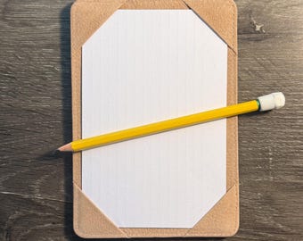 Bare Leather 4x6 Jotter | Natural Full-Grain Index Card Holder with Storage Pocket | Patina-Developing Padfolio for Everyday Carry