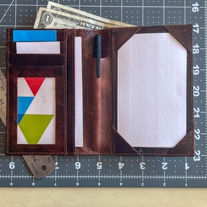Karteikartenhalter Booklet Wallet - Padfolio Jotter mit Stifthalter - Premium Vollanilinleder - Notizblock für 3x5 Karten - Pocket Aktentasche