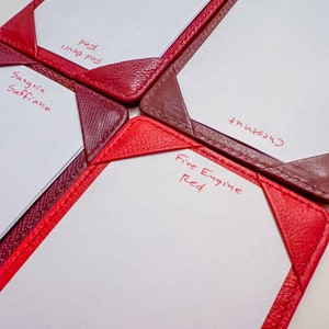 BULLETIN DE POCHE EN CUIR - Rouge camion de pompiers, Bloc-notes en cuir avec poche, Porte-cartes, Mini bloc-notes de poche, Porte-cartes 3 x 5, Bloc-notes edc