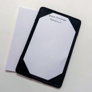 Notizblock - Obsidian Schwarz 100% Weiches, gewalktes Nubukleder - Schlanker Notizblock - 3x5 Karteihalter - Pocket Jotter Wallet - Padfolio