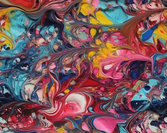 SILK POCKET SQUARE – Combining paints  - Swirling Paint - Silk Scarf, Handkerchief, Kerchief, Bandana, Pocketsquare for the Artist