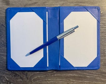 Colbalt Blue Leather 3x5 Double Jotter, Index Card Holder, Pocket Briefcase, Leather Note Card Wallet, Pen Sleeve, Handmade Pocket Pad