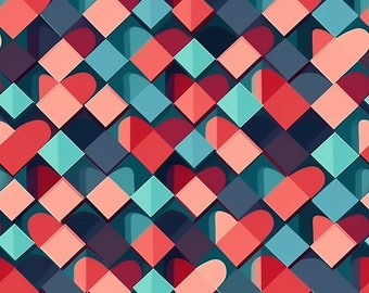 LOVE POCKET SQUARE – Love Design - Subtle Hearts Geometric Design - Silk Scarf, Handkerchief, Kerchief, Bandana, Pocketsquare