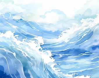 SILK POCKET SQUARE – Waves Design - This is Water - Silk Scarf, Handkerchief, Kerchief, Bandana, Pocketsquare,
