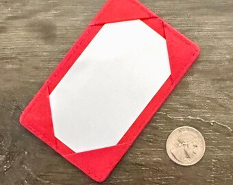 Ultra-Minimalist Carnelian Red Leather Jotter | For 2 x 3.5 notecards | Perfect for Money Clip | Front Pocket EDC | 2 x 3.5 notepad