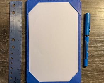 Royal Blue Leather Jotter for 5x8 Cards – Executive Notebook Cover, Cowhide Portfolio