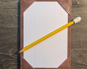 Saddle Chestnut Brown Leather 4x6 Jotter | Premium Index Card Holder with Storage Pocket | Pocket Padfolio for Everyday Carry