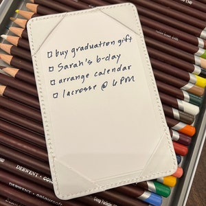 Karteikartenhalter – Notizblock – Weiß, 100 % Schaffell, schmaler Notizblock für 3 x 5 Karten – Aktentasche – Brieftaschen-Padfolio, EDC-Taschen-Organizer